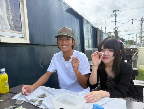 夜光貝お守り作り